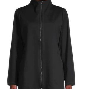 Eileen Fisher Black Stand Collar Jacket - Large - Organic cotton blend